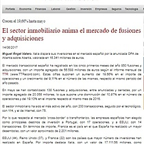 El sector inmobiliario anima el mercado de fusiones y adquisiciones